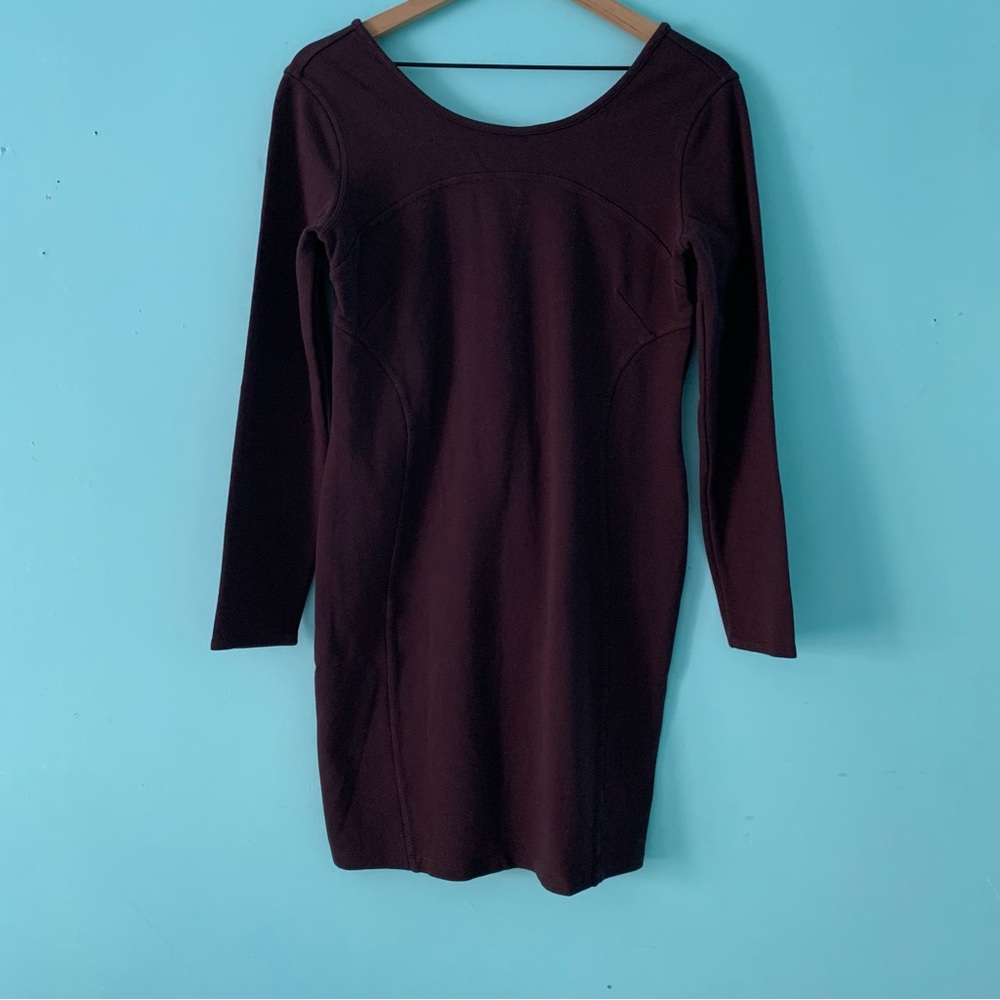 Athleta Illusion Ponte Active Long Sleeve Mini Dress M Maroon Comfort Travel